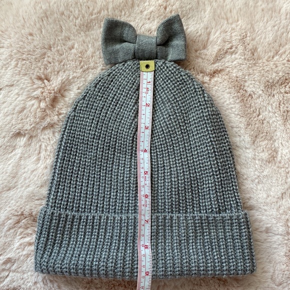 Kate Spade Bow Beanie Rib Knit Hat Gray One Size NEW - Picture 7 of 9